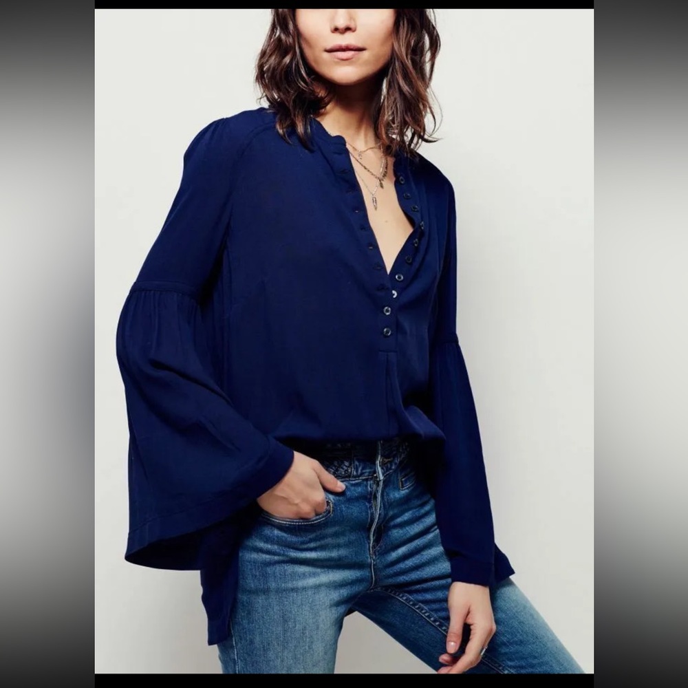 Free People Easy Girl‎ Bell Sleeve Henley Top XS